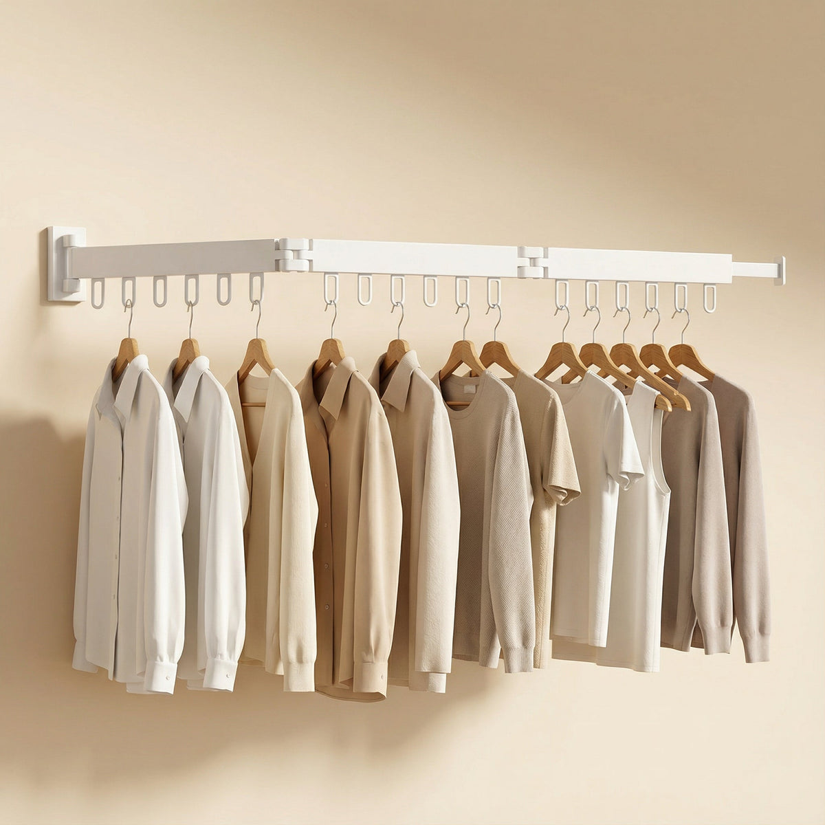 Retractable Wall Mounted Drying Rack Folding Indoor Clothes Hanger in Black or White