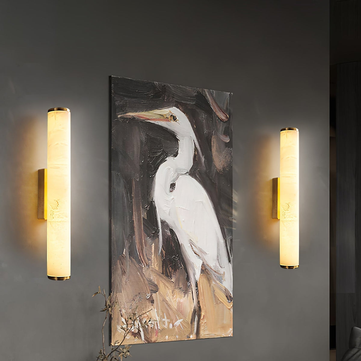 Office Lamp Marble Effect Wall Sconce LED with Copper Detail for a Minimalist Study Desk