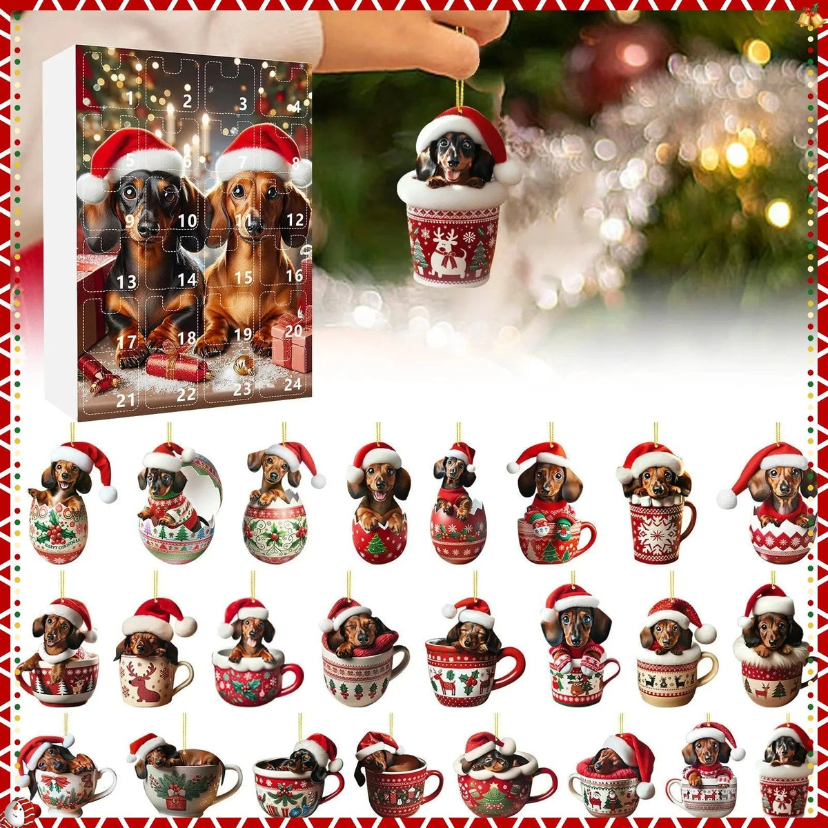 Advent Calendar Dachshund Motif Display at 27 by 18 cm