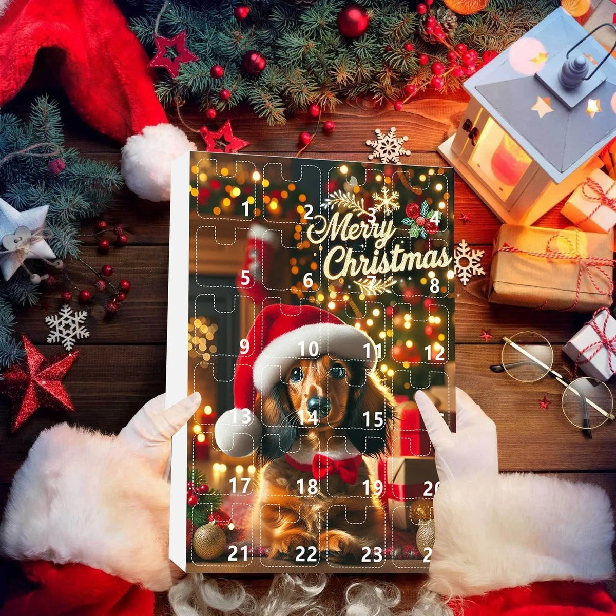 Advent Calendar Dachshund Motif Display at 27 by 18 cm