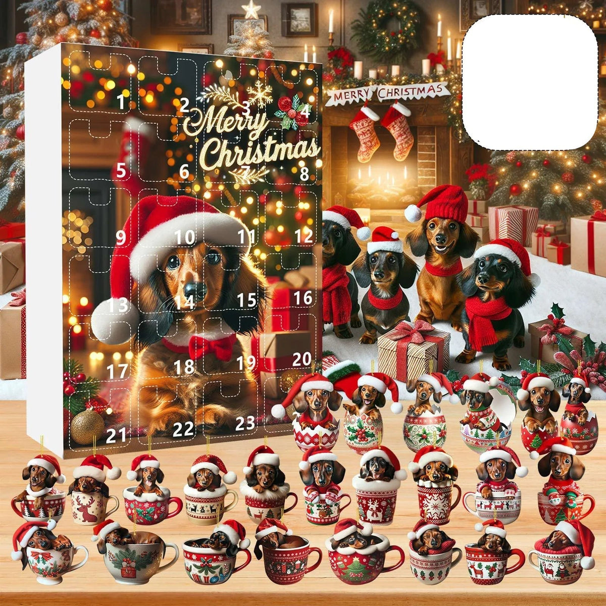 Advent Calendar Dachshund Motif Display at 27 by 18 cm