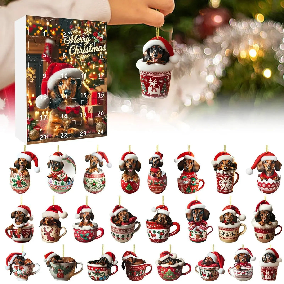 Advent Calendar Dachshund with an Ornament Display Panel