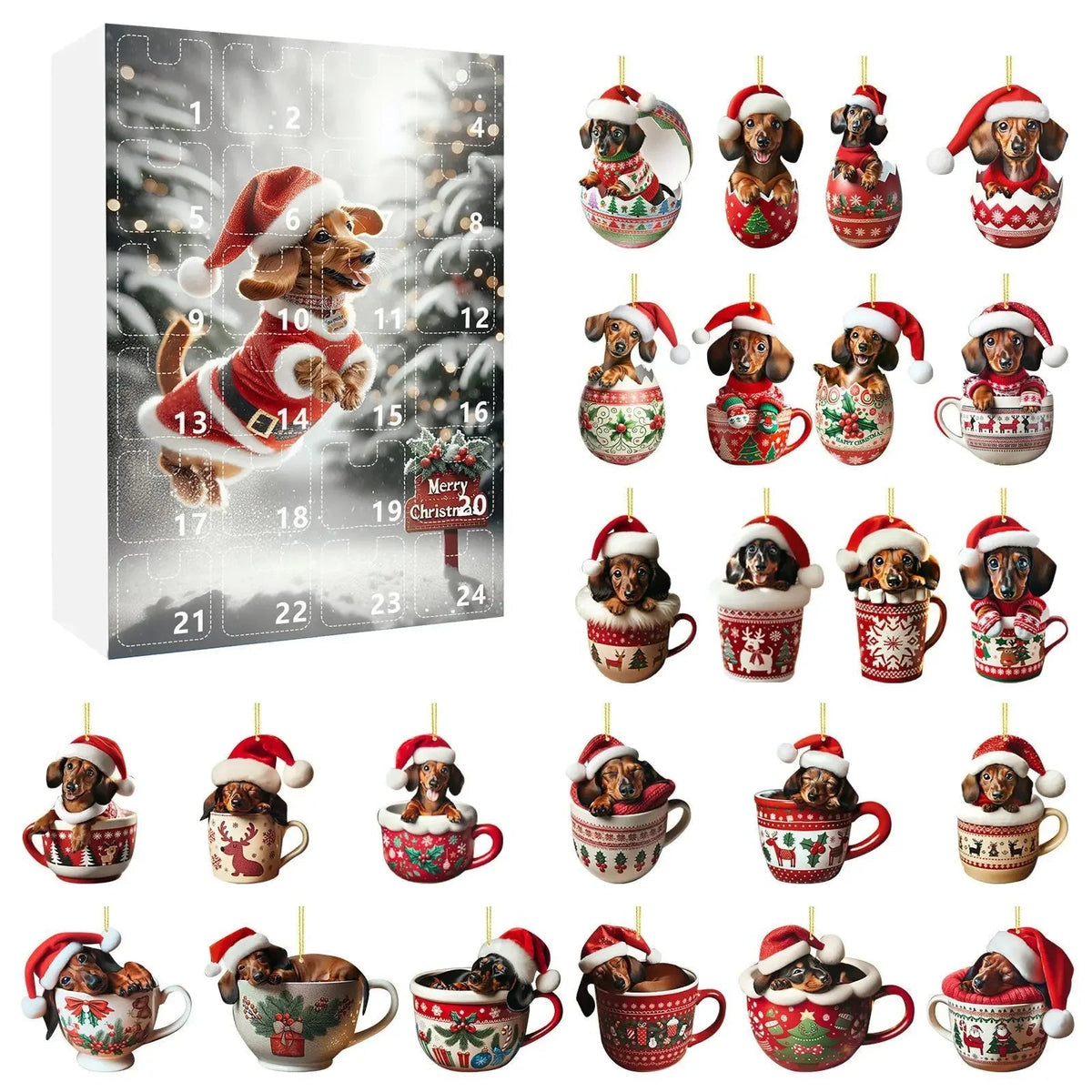 Advent Calendar Dachshund with an Ornament Display Panel