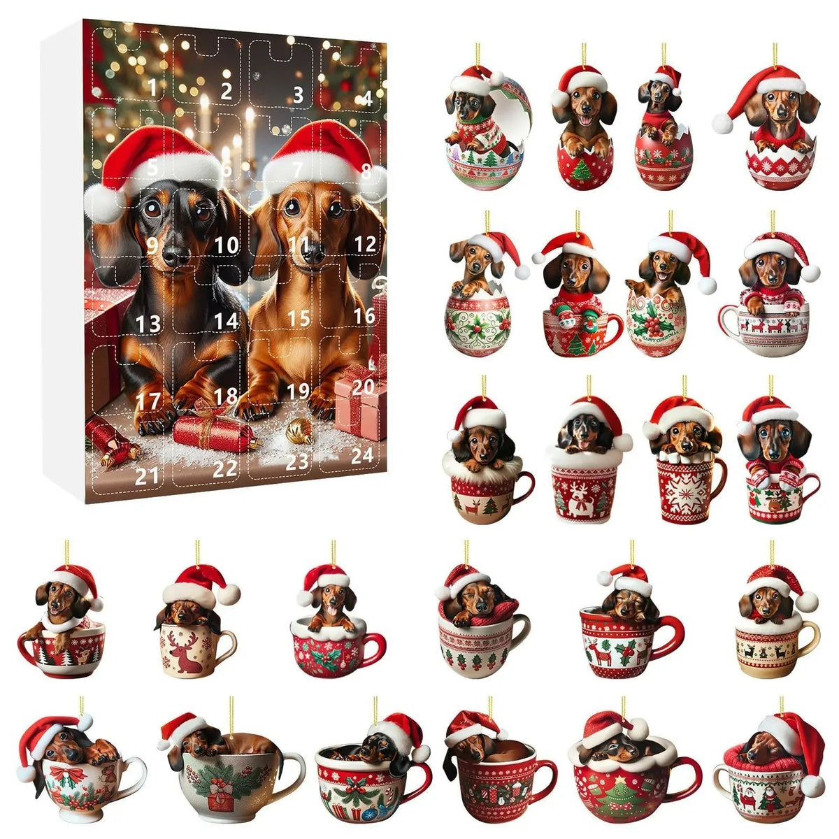Advent Calendar Dachshund with an Ornament Display Panel