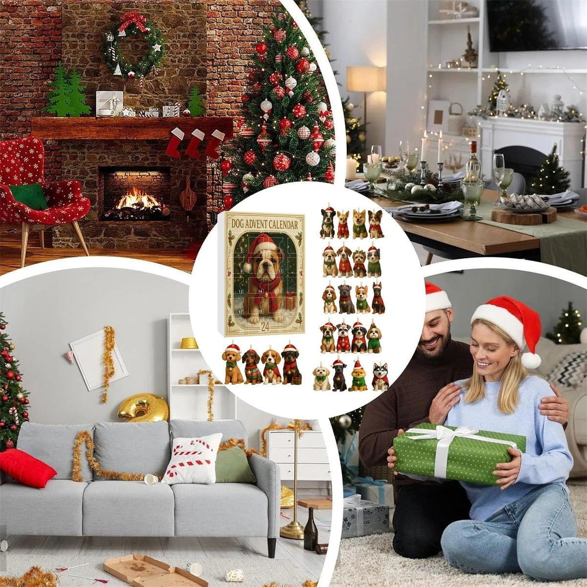 Advent Calendar Miniature Dog Ornaments in Seven Sets