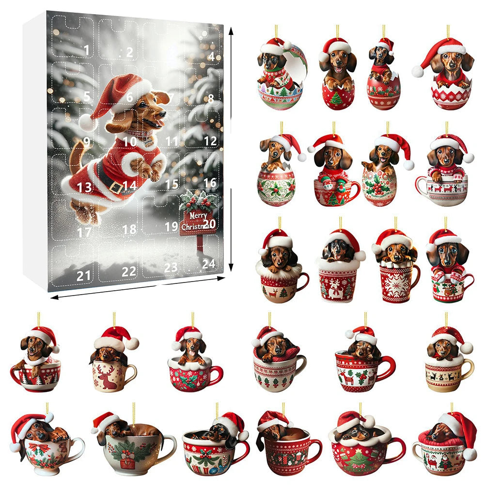 Advent Calendar Dachshund Countdown with Festive Dog Pieces