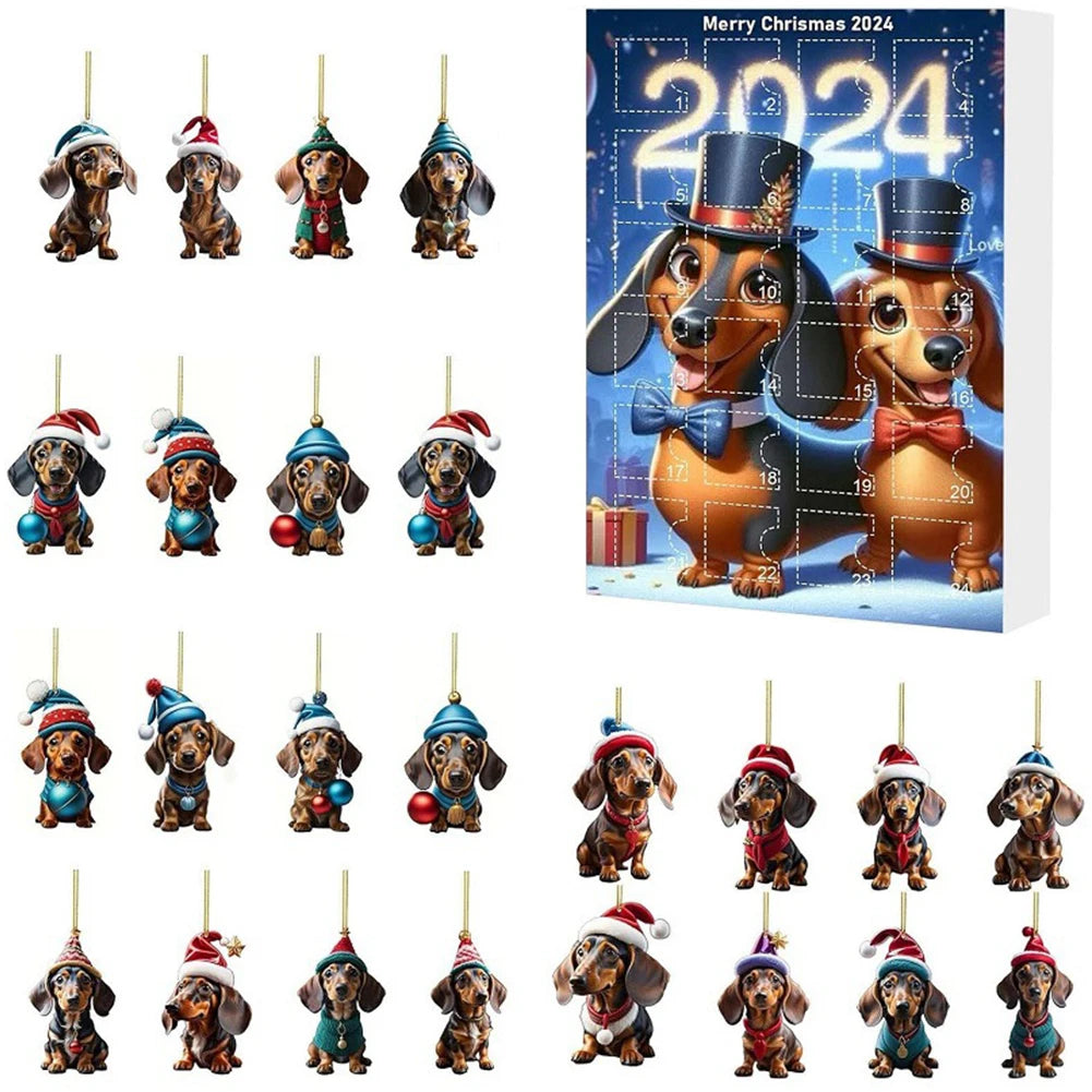 Advent Calendar Dachshund Countdown with Festive Dog Pieces