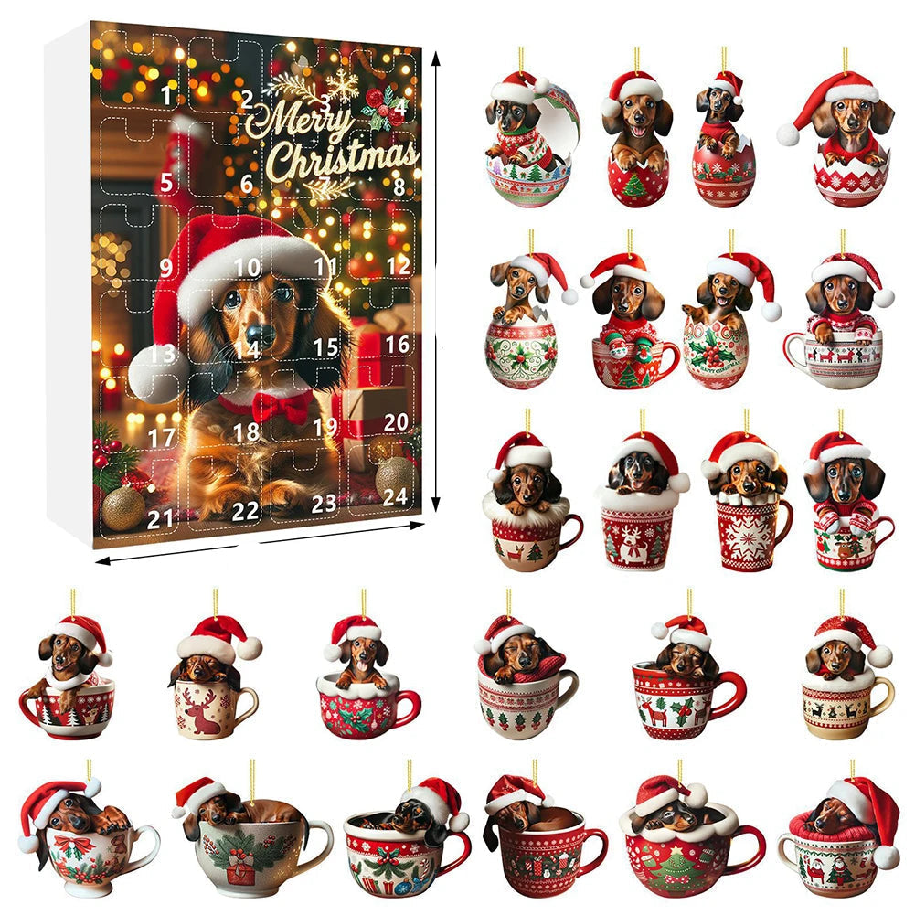 Advent Calendar Dachshund Countdown with Festive Dog Pieces