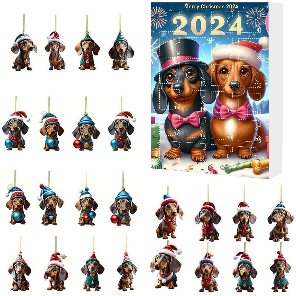 Advent Calendar Dachshund Countdown with Festive Dog Pieces
