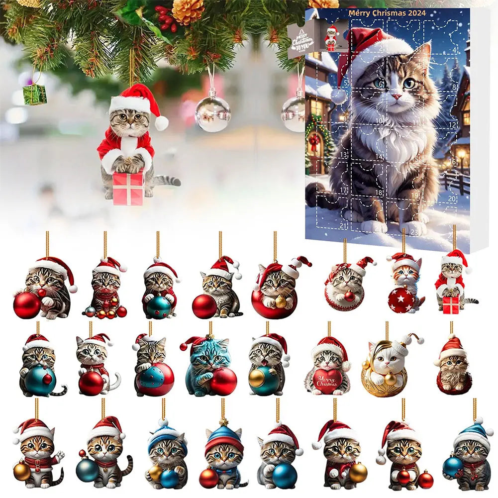 Advent Calendar Dachshund with 24 Dog Ornaments to Hang