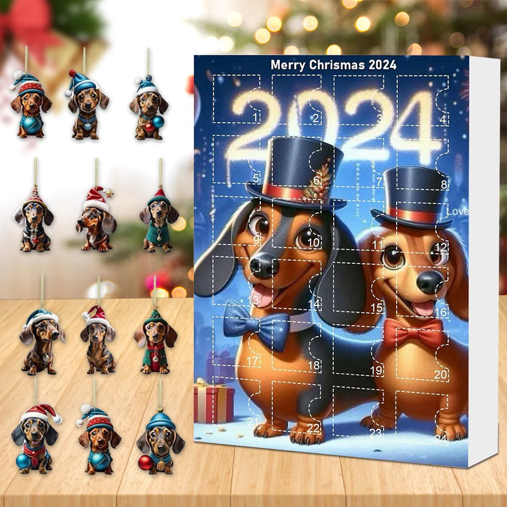 Advent Calendar Dachshund Countdown with Festive Dog Pieces