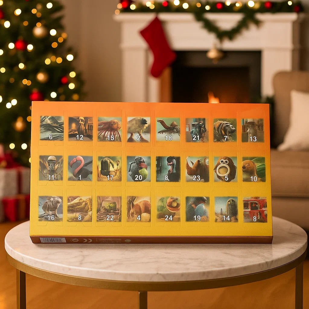 Advent Calendar with 24 Reusable Plastic Decorations in Seven Sets