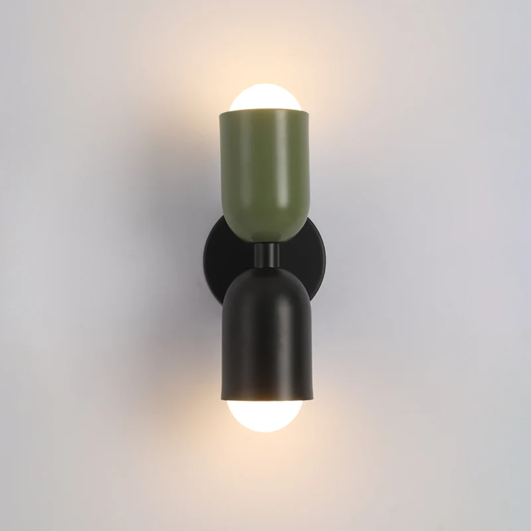 Modern Metal Cylinder Wall Sconce LED 2 Light Up and Down Indoor Warm White Bulbs Included