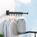 Retractable Wall Mounted Drying Rack Folding Indoor Clothes Hanger in Black or White