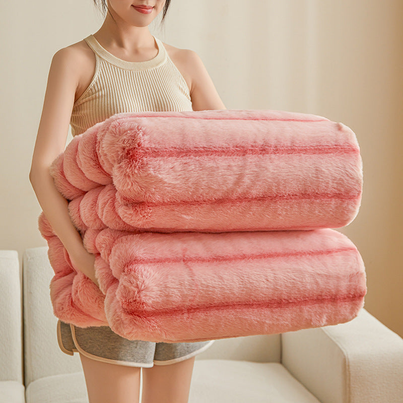 Throw Blanket Reversible Coral Fleece Nylon Fibre Weave for Sofa and Bed in Winter