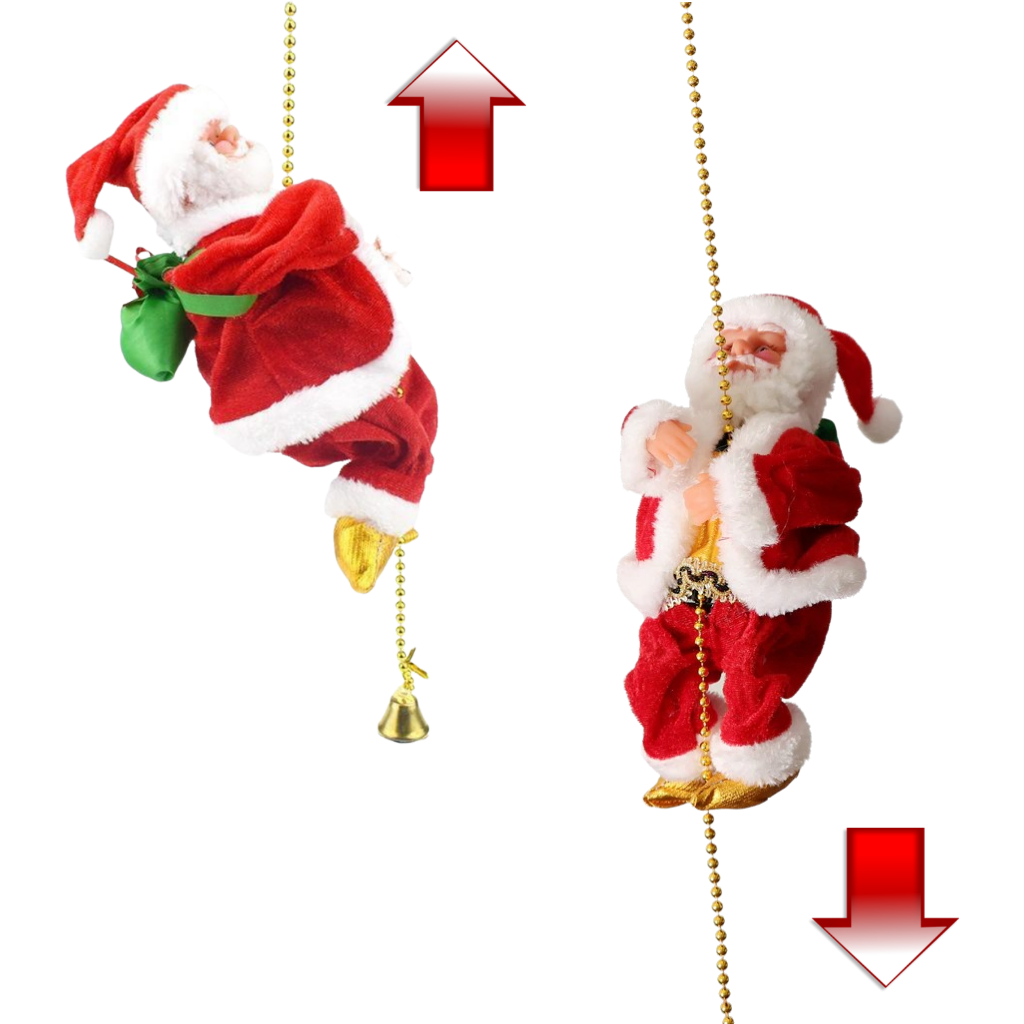 Christmas Decorations Climbing Santa Electric Rope Toy with Quiet Motor