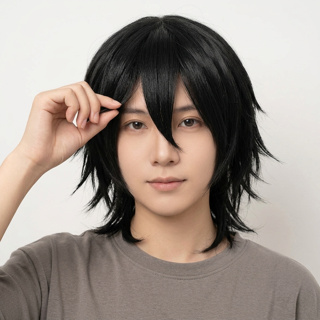 Anime Costumes for Halloween Party Wigs Short Layered Pre-Styled Synthetic Cosplay Hair