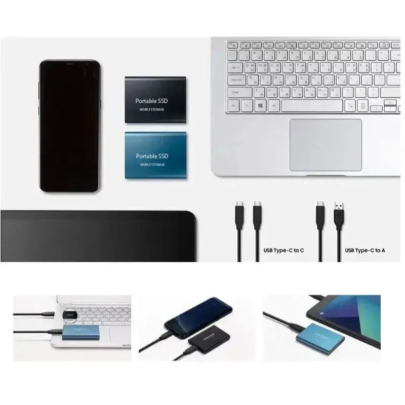 External SSD Portable Solid State Drive with USB-C for Laptop and PC File Transfer