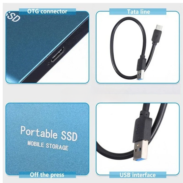 External SSD Portable Solid State Drive with USB-C for Laptop and PC File Transfer