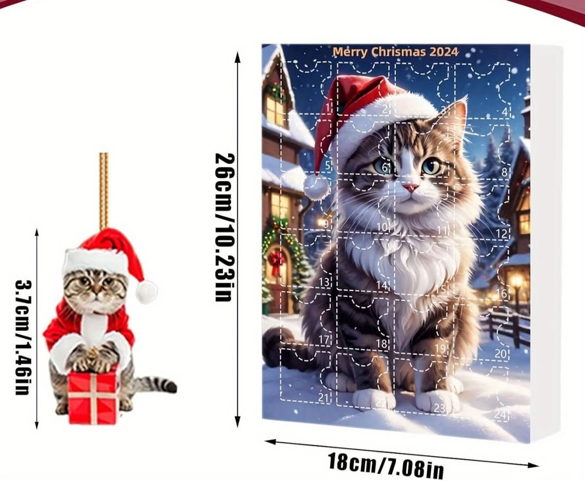 Advent Calendar Cat Charms in Vintage Acrylic for 24 Days