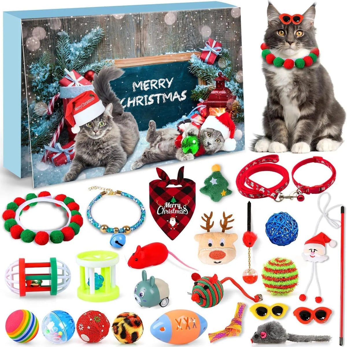 Advent Calendar for Cats with 24 Interactive Toys Inside