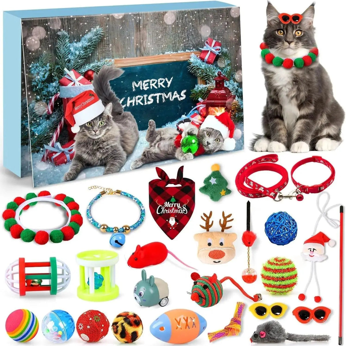 Advent Calendar for Cats with 24 Interactive Toys Inside