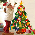 Felt Christmas Tree Wall Hanging 100 cm with LED Lights and 30 Ornaments