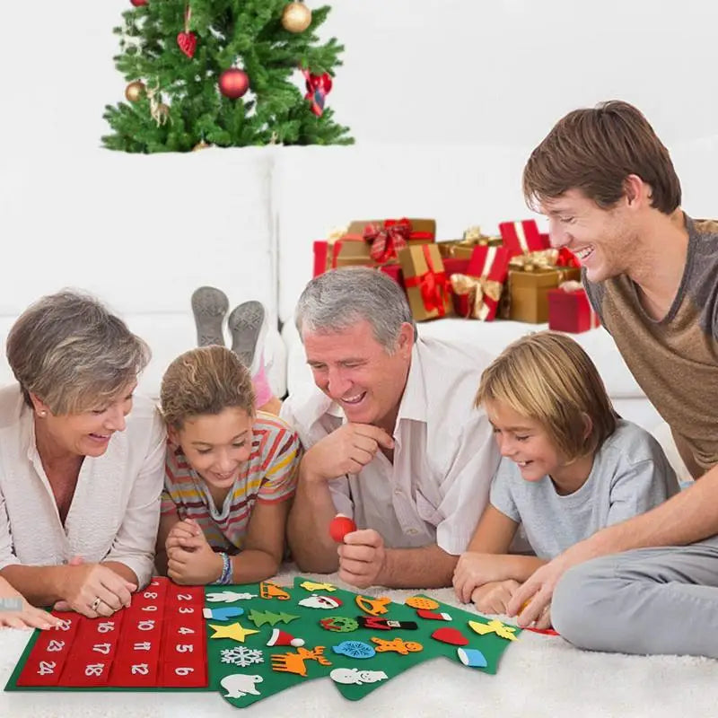 Advent Calendar Felt Tree Shaped with 24 Pockets to Fill