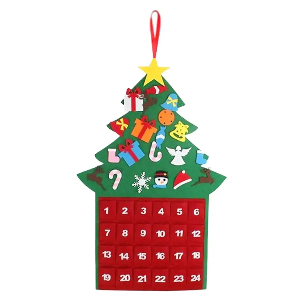 Advent Calendar Felt Tree Shaped with 24 Pockets to Fill