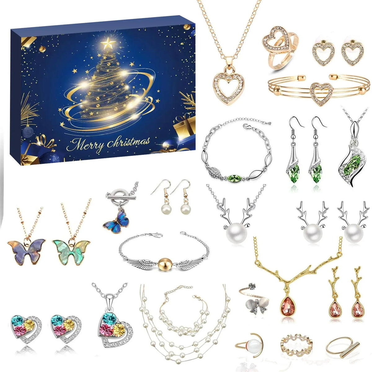 Advent Calendar Jewellery with 24 Accessories in Four Sets
