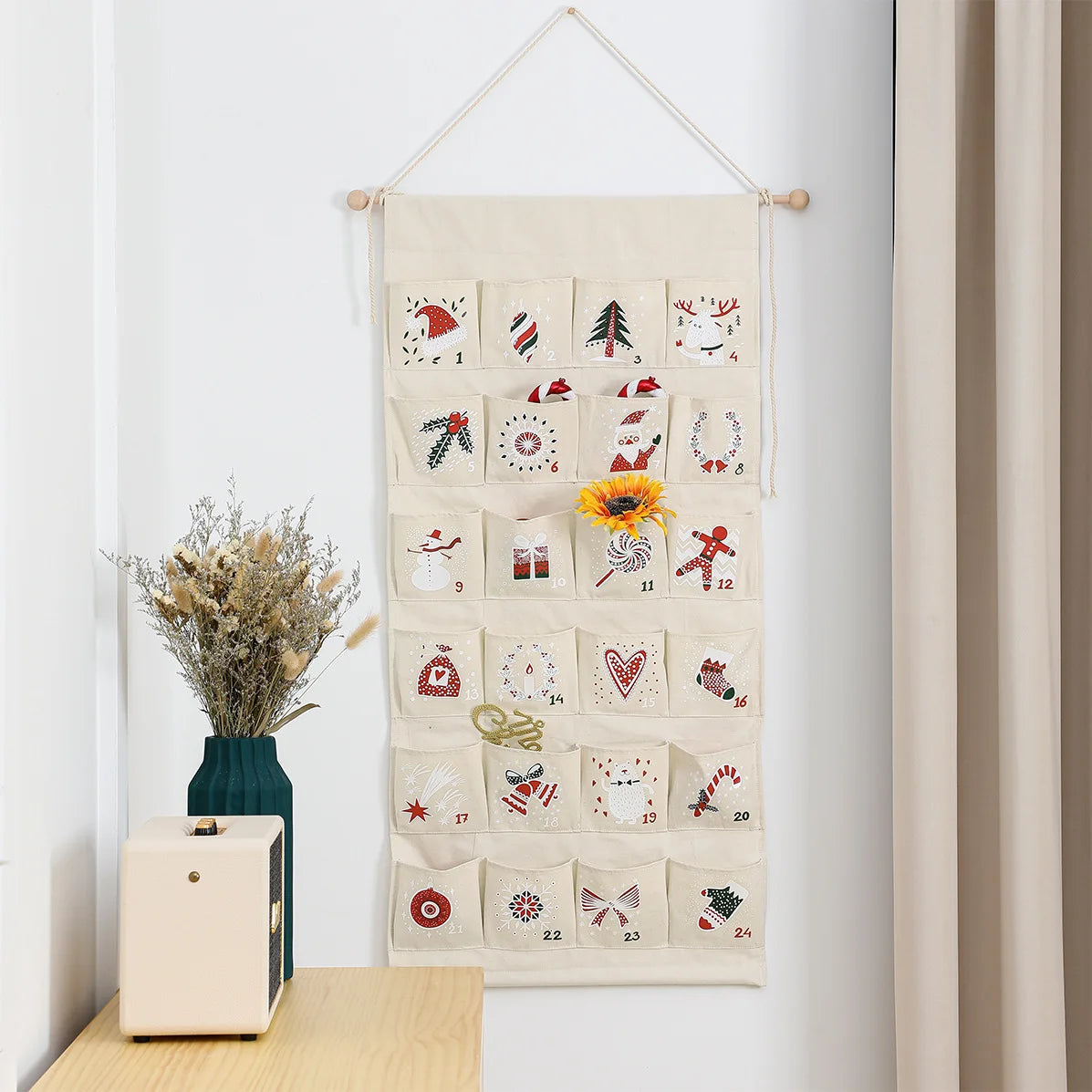 Advent Calendar Canvas Pockets for Hanging on a Wall