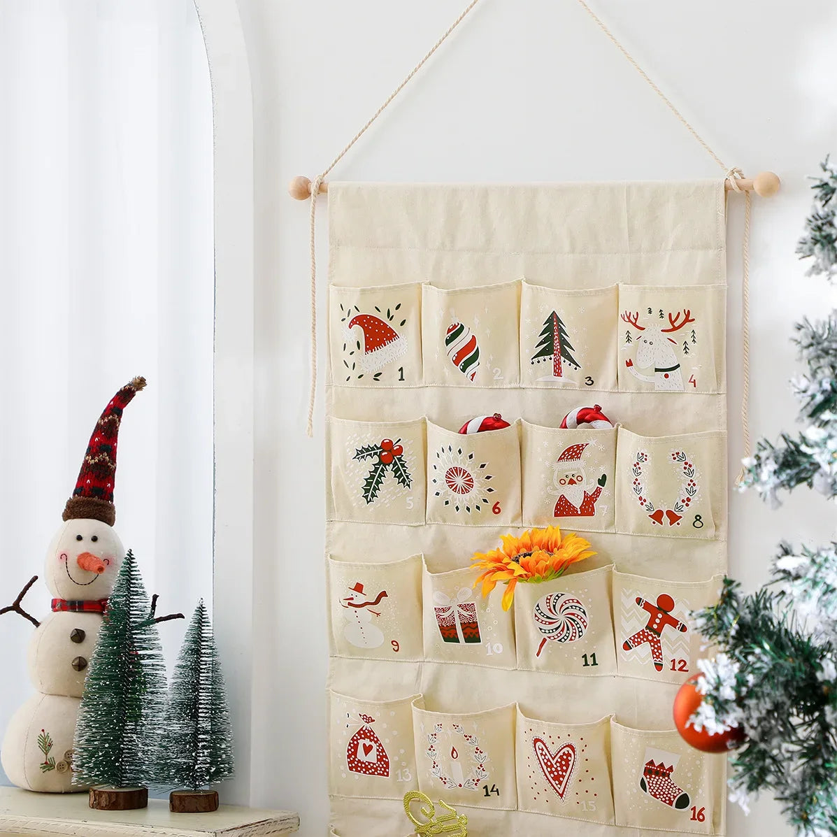 Advent Calendar Canvas Pockets for Hanging on a Wall