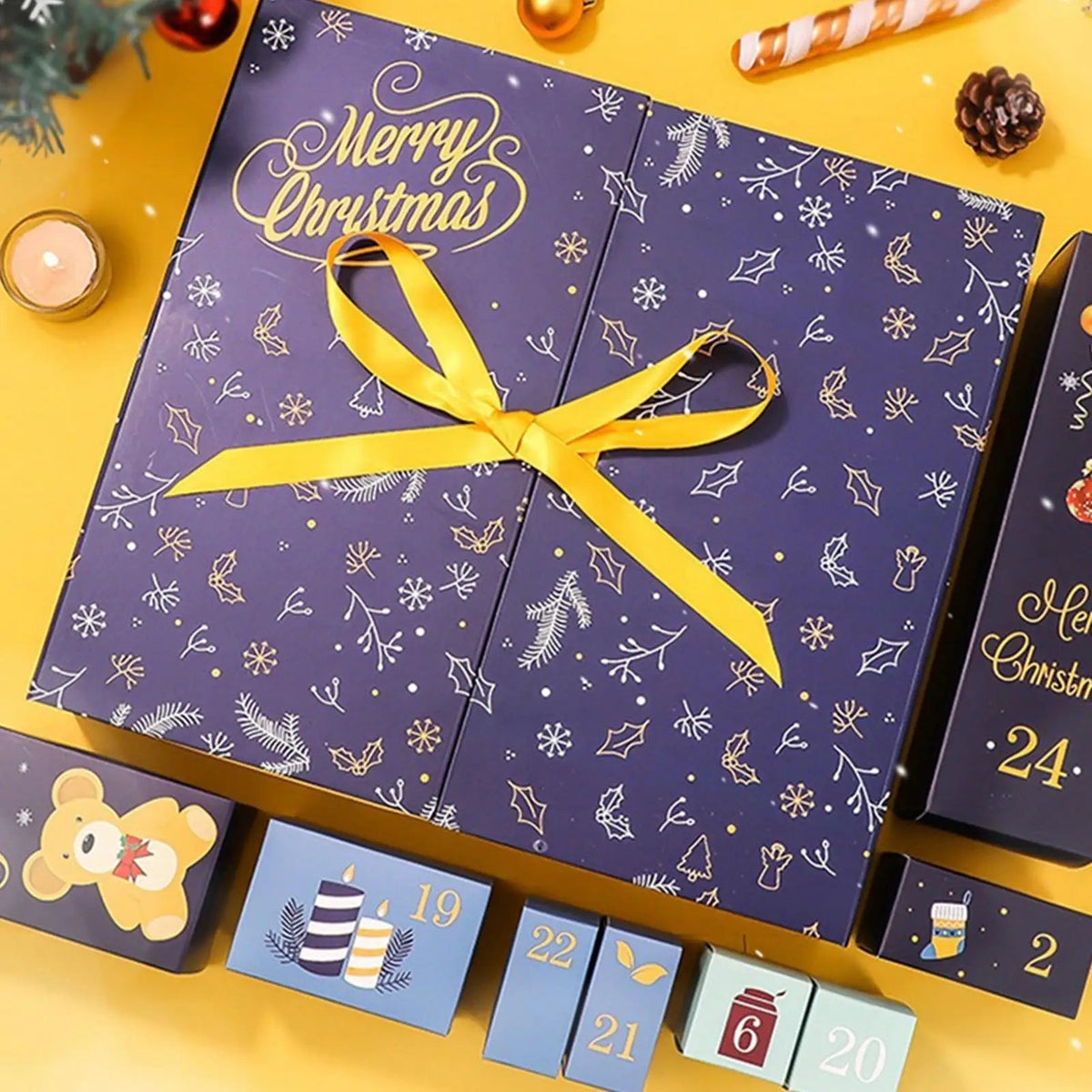 Advent Calendar Handmade with 24 Fillable Boxes to Decorate