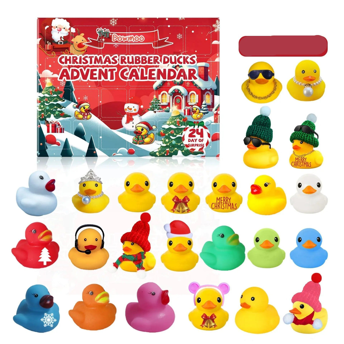 Advent Calendar Ducks with 24 Holiday Themed Designs