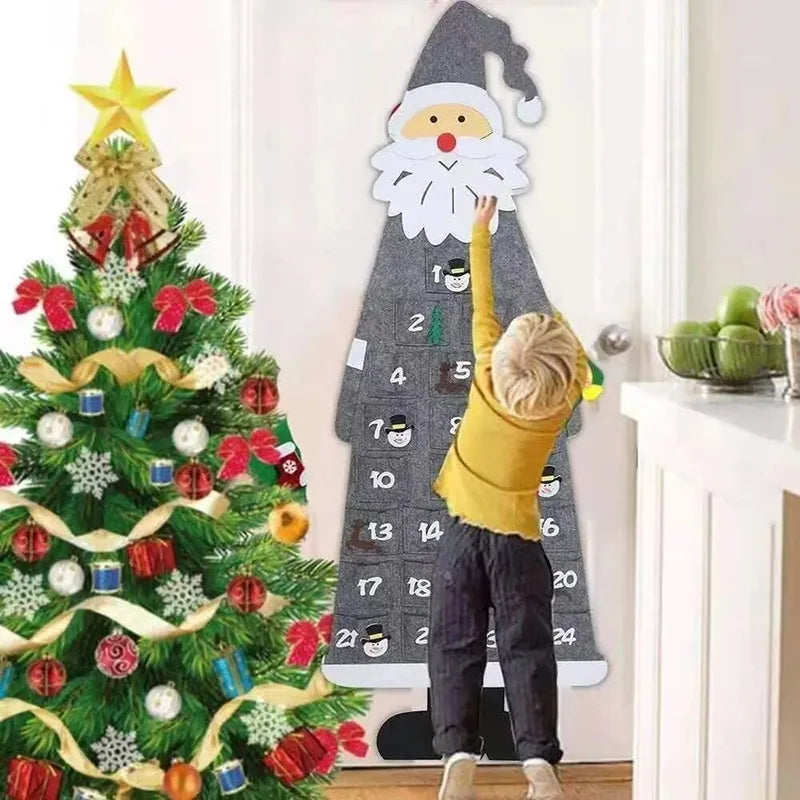 Advent Calendar Felt Wall Hanging Offered in Grey or Red