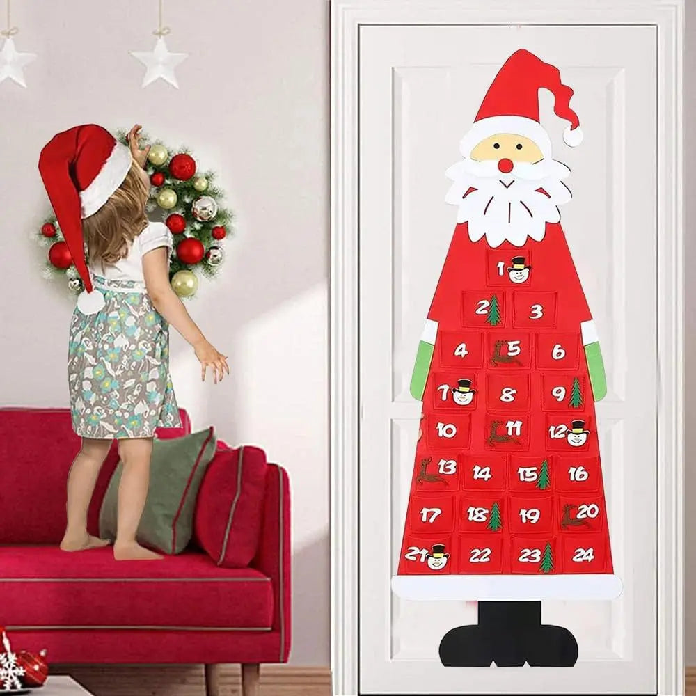 Advent Calendar Felt Wall Hanging Offered in Grey or Red