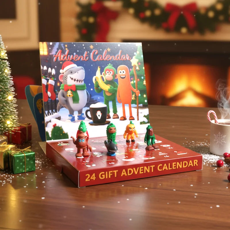 Advent Calendar with 24 Plastic Figurines for the Countdown to Christmas Eve