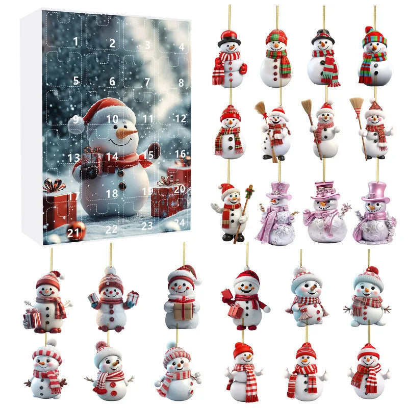 Advent Calendar Snowman with 24 Daily Ornament Surprises
