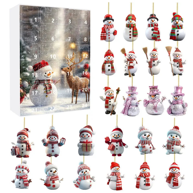 Advent Calendar Snowman with 24 Daily Ornament Surprises