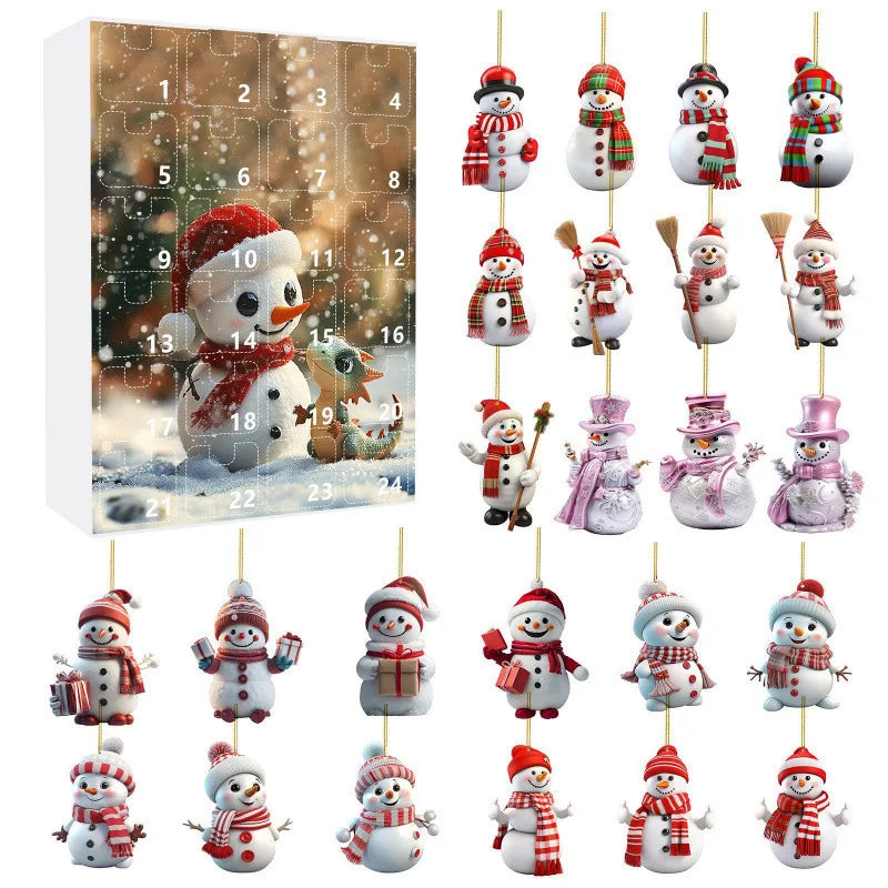 Advent Calendar Snowman Ornaments with 24 Surprises