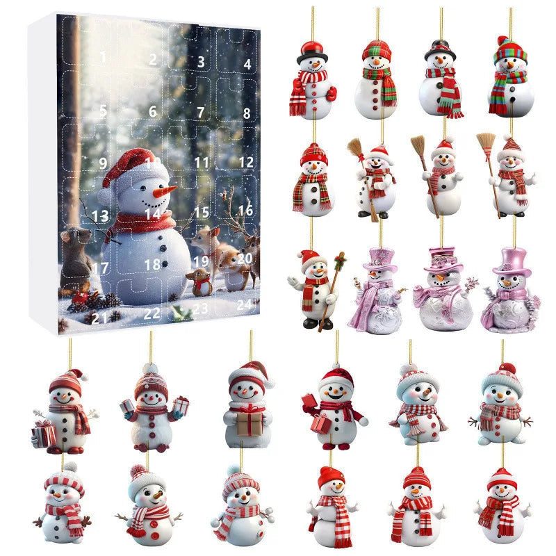 Advent Calendar Snowman Ornaments with 24 Surprises