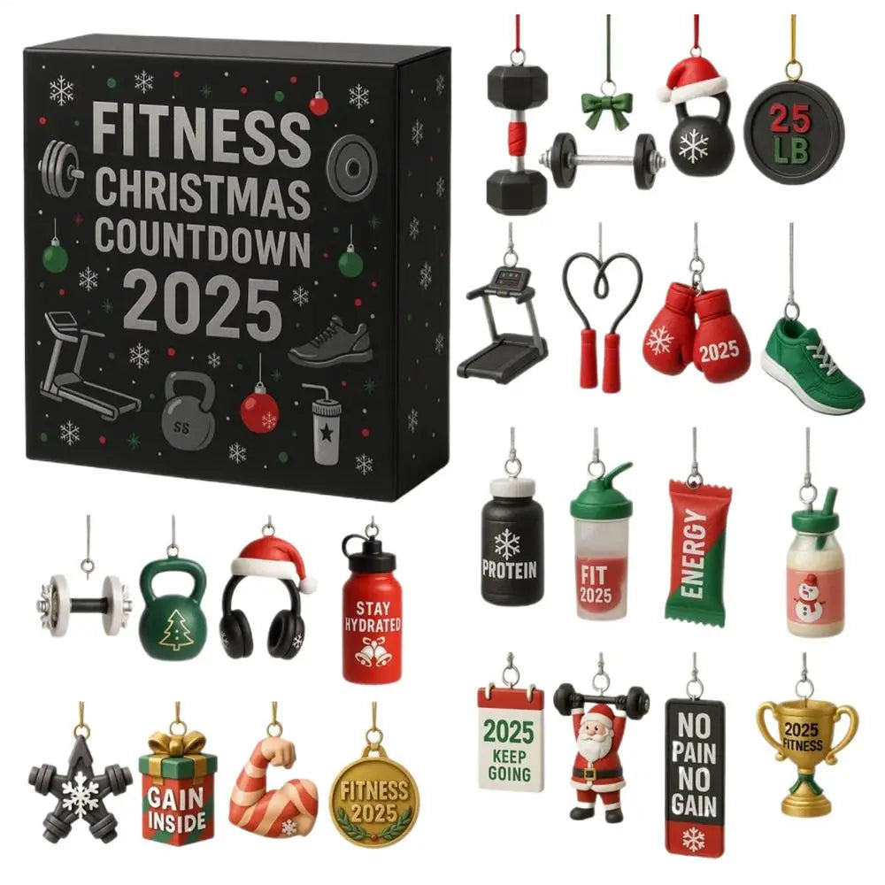 Advent Calendar Fitness with 24 Acrylic Decorations and Daily Phrases