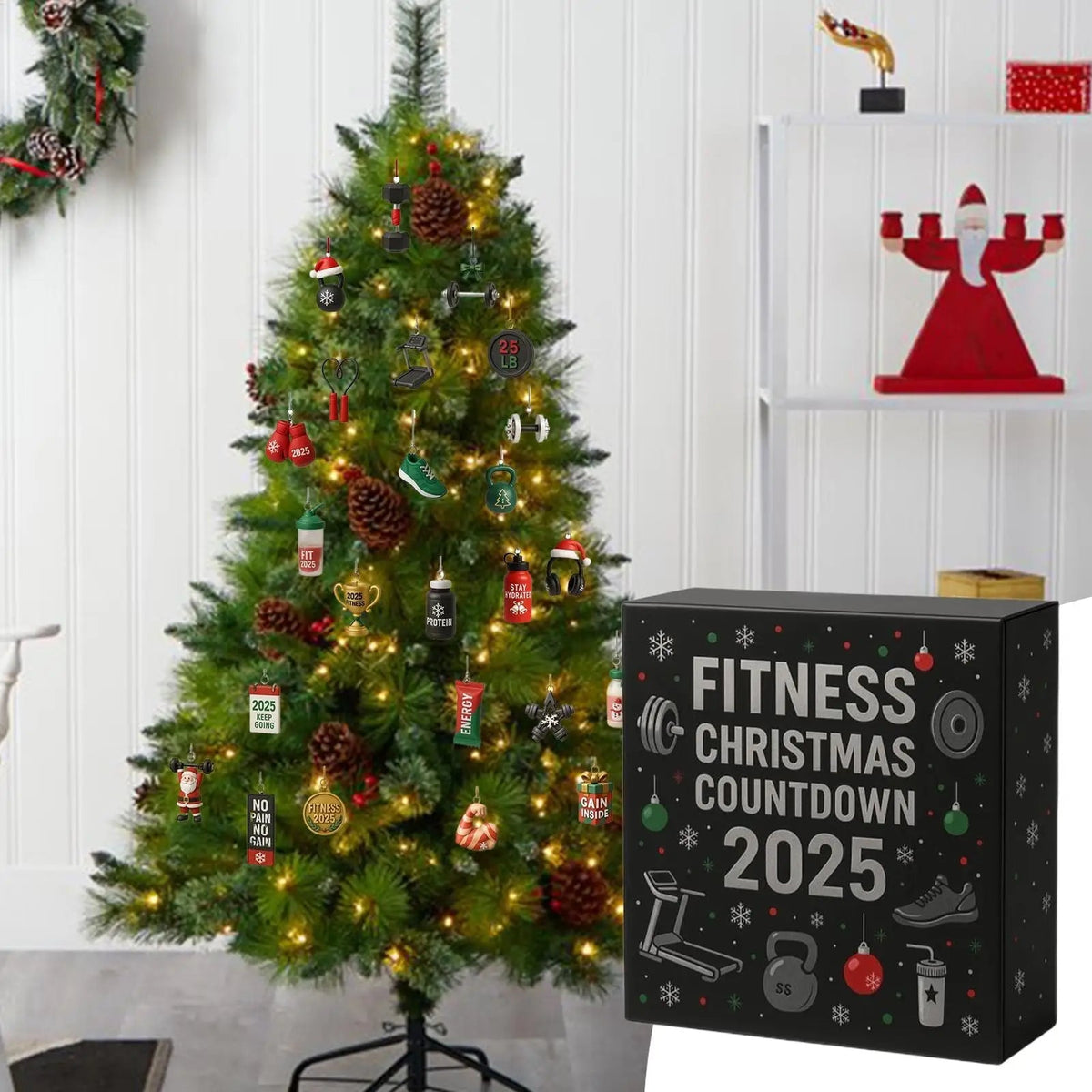 Advent Calendar Fitness with 24 Acrylic Decorations and Daily Phrases