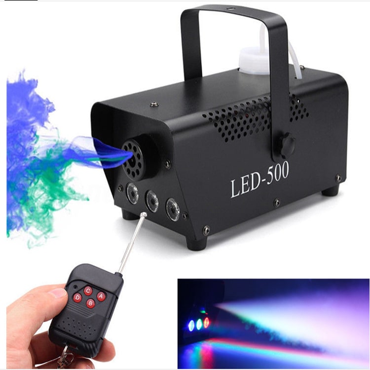 Fog Machine with Built-In LED Lights and Metal Housing for Party Haze Effects