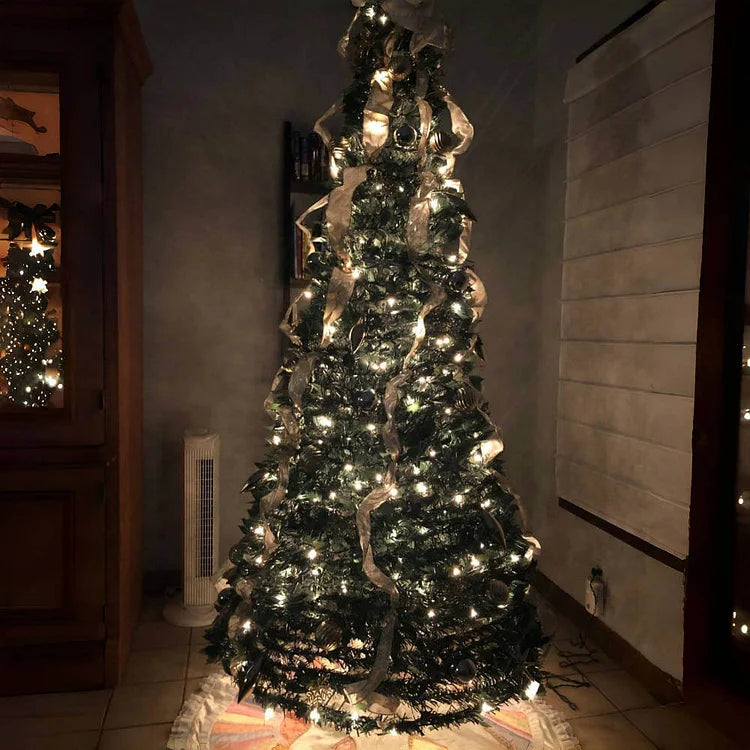 Pre Lit Christmas Tree Pop Up Folding with 200 LEDs and 64 Ornaments