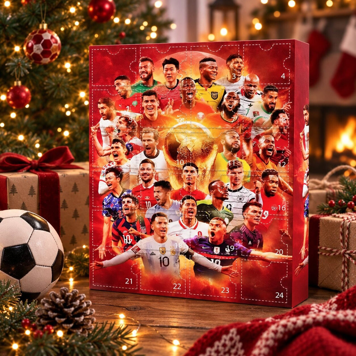 Advent Calendar Football 2026 Screen Free with 24 Numbered Doors