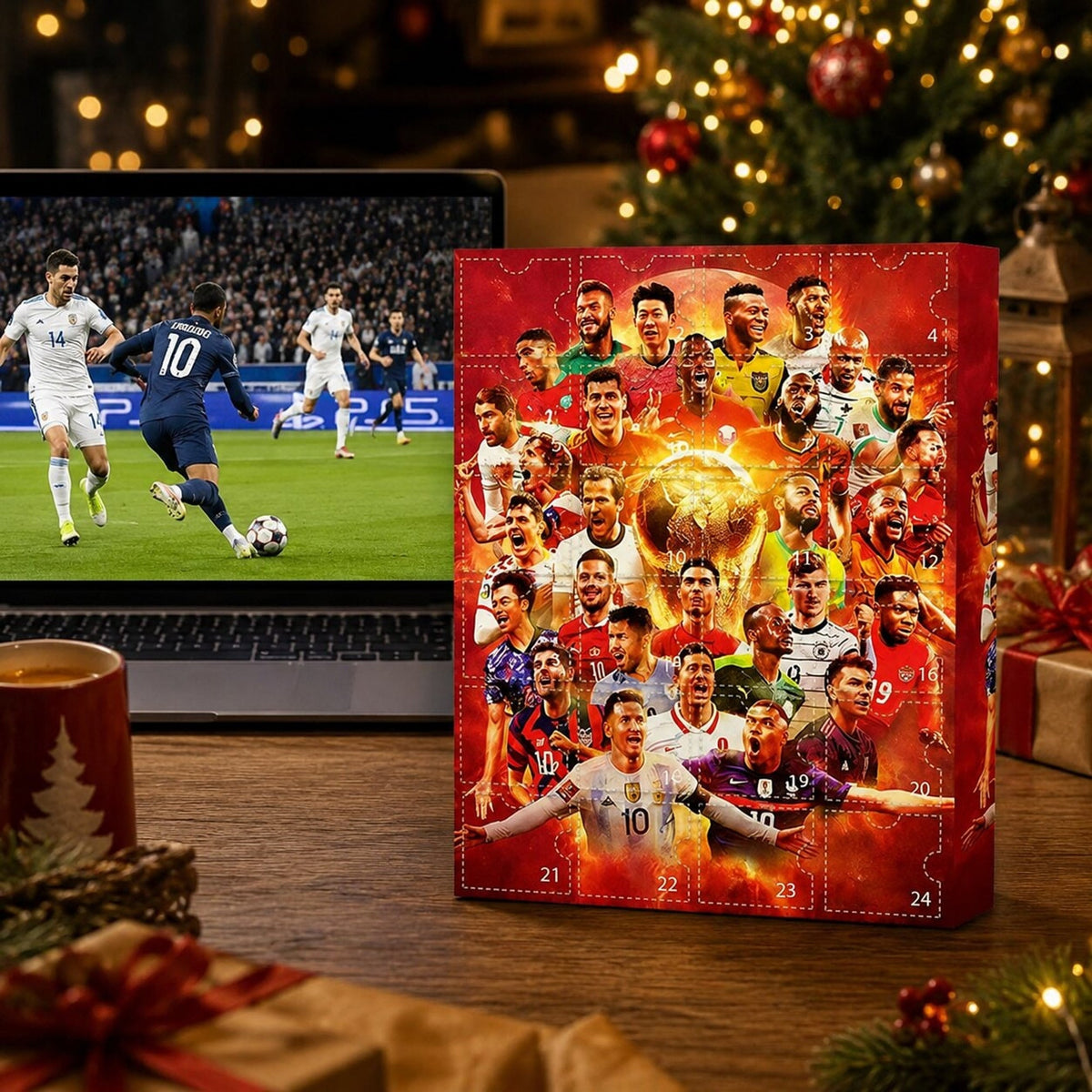 Advent Calendar Football 2026 Screen Free with 24 Numbered Doors