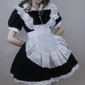 French Maid Halloween Costume with Ruffled Apron and Eyelet Lace Trim