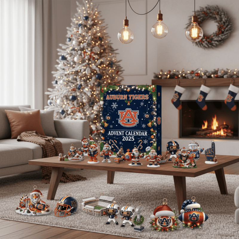 Advent Calendar with 25 Numbered Compartments Behind Festive Doors