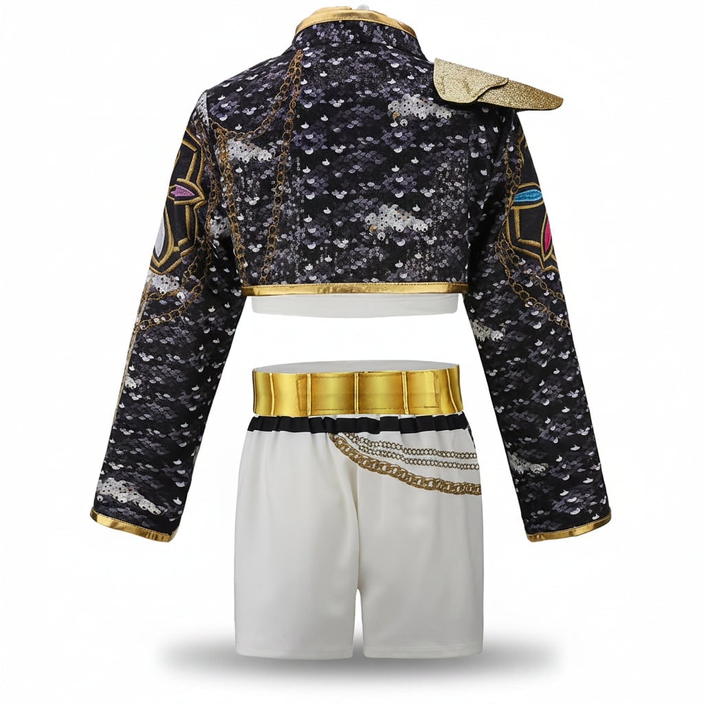 Girls Belly Dancer Costume Two Piece Set with Sequined Crop Top and A-Line Skirt